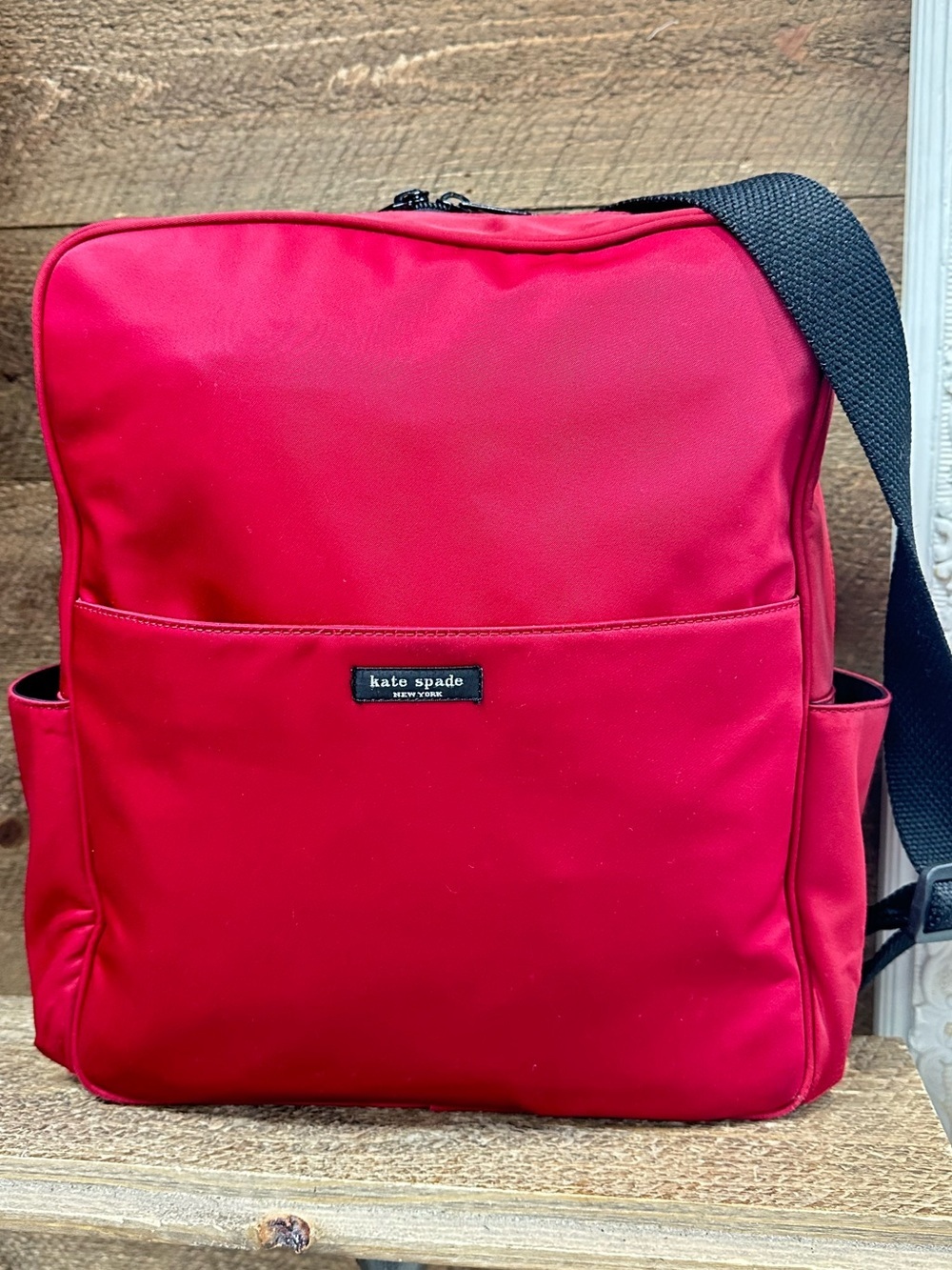 kate spade Red Nylon Messenger Crossbody with Black Strap